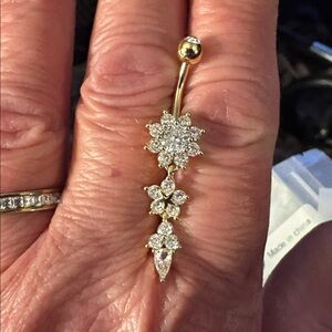 Belly Ring- Cooper Gold Tone Navel Ring With Sparkling Cubic Zirconia,  nwt